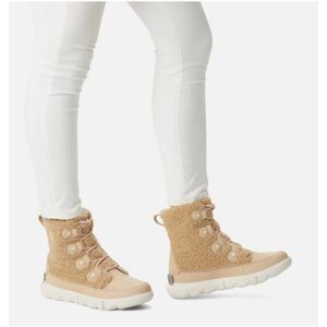 SOREL EXPLORER II LIL JOAN COZY SHERPA WATERPROOF BOOTS SIZE 9 SAND & PINK NWOB
